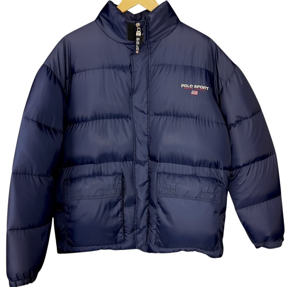 Vintage Ralph Lauren Polo Sport Goose Down Puffer Jacket Men's Medium Navy Green